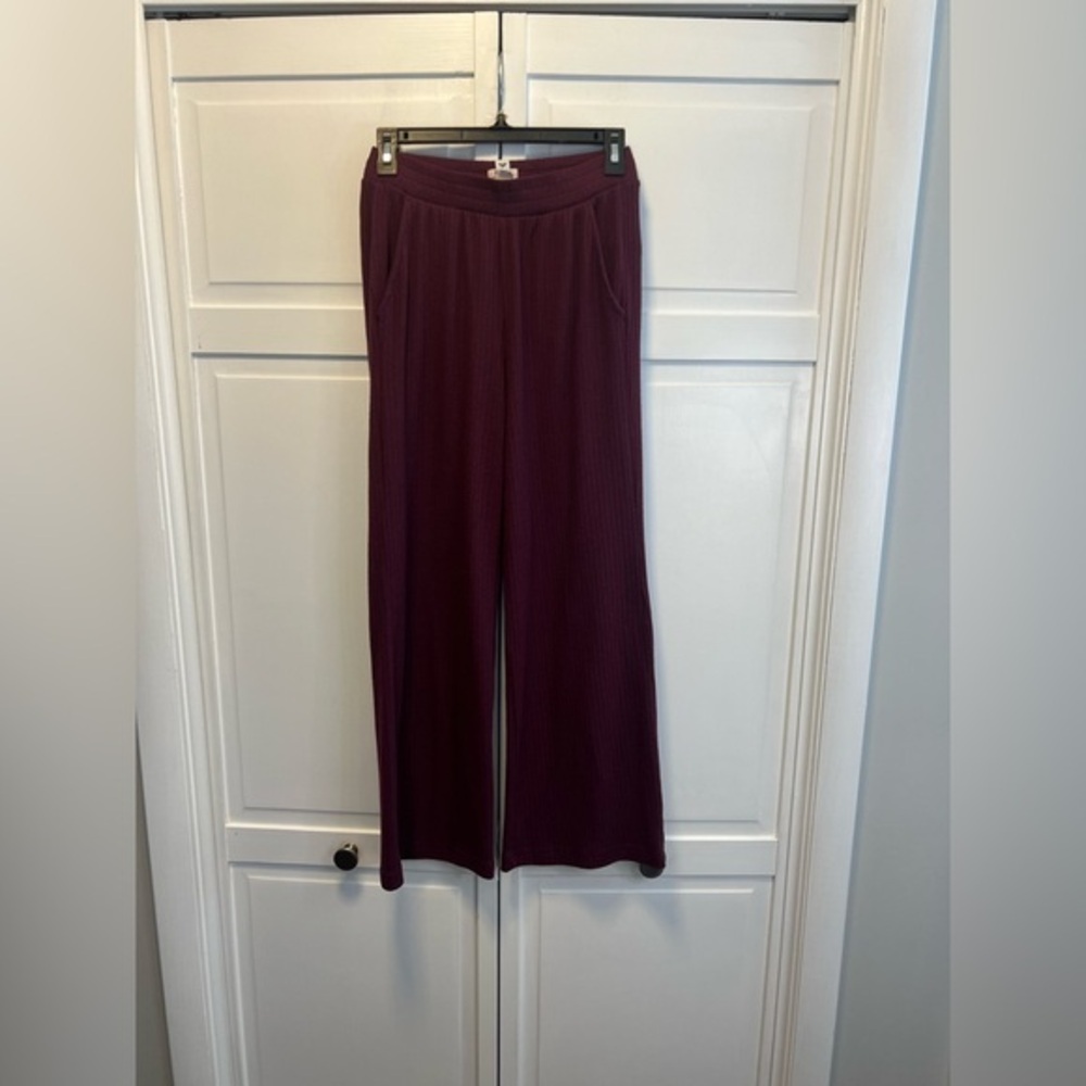 Roxy Women’s Comfy Place Cozy Ribbed Wide Leg Pants Size Womens Small Color Plum